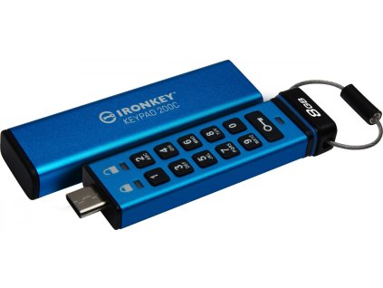 Kingston Ironkey Keypad 200C/8GB/USB 3.0/USB-C/Modrá