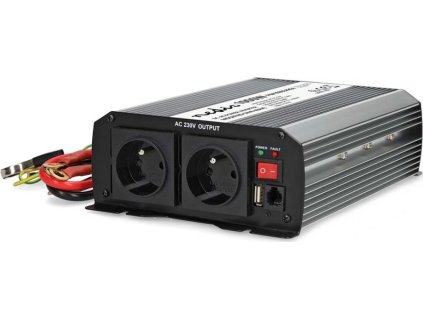 NEDIS měnič napětí/ modifikovaná sinusoida/ 24 V DC/230 V AC 50 Hz/ 1000 W (2000 W špička)/ USB-A/ 2x zásuvka type E