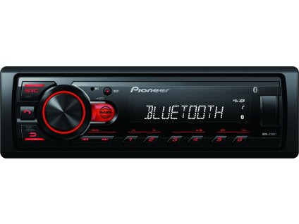 Pioneer MVH-230 autorádio s USB a Bluetooth s integrovaným mikrofonem červené