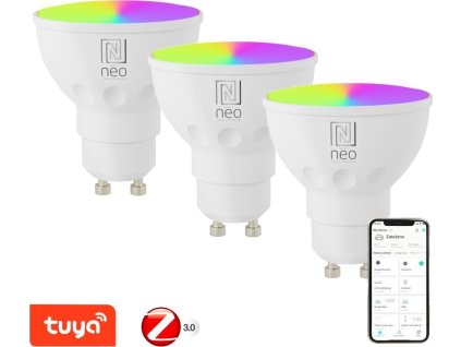 IMMAX NEO SMART sada 3x LED žárovka GU10 4,8W RGB+CCT barevná a bílá, stmívatelná, Zigbee, TUYA