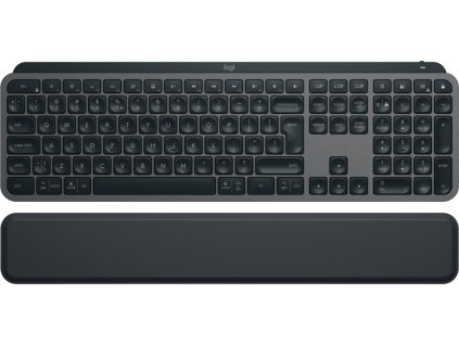 Logitech MX Keys S/ bezdrátová/ Bluetooth/ USB-C/ US layout/ opěrka dlaně/ grafitová