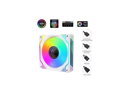 1stCOOL Ventilátor AURA EVO Mirror ARGB PWM, 120mm, bílá
