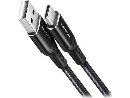 AXAGON BUCM-AM10AB, HQ kabel USB-C <-> USB-A, 1m, USB 2.0, 3A, ALU, oplet, černý