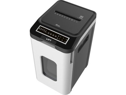 AT skartovač AT-350AF/ řez 2x12 mm/ pracovní síře 240 mm/ kapacita 350 listů/ objem koše 53 l/ stupeň utajení P5/ černý