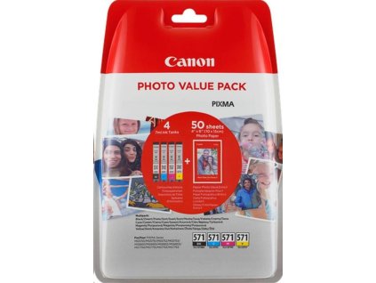 Canon CARTRIDGE CLI-571XL C/M/Y/BK PHOTO VALUE Multi-Pack pro PIXMA MG575x, MG6850x, MG775x, TS6052 (645 str.)