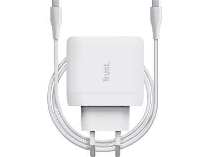 TRUST nabíječka 65W Maxo, USB-C, Nabíječka do zdi, 2m USB-C kabel, bílá