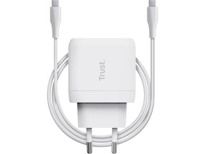 TRUST nabíječka 45W Maxo, USB-C, Nabíječka do zdi, 2m USB-C kabel, bílá