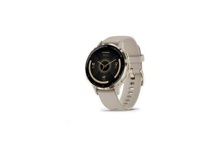 Garmin Venu® 3S, Nerezová luneta Soft Gold, pouzdro French Gray, silikonový řemínek