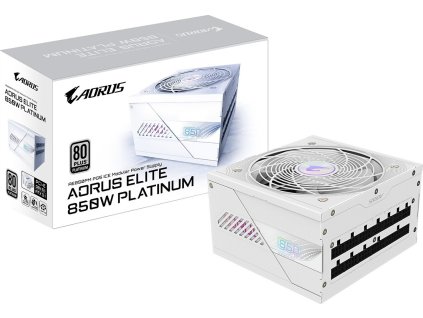 GIGABYTE zdroj AE850PM PG5, 850W, 80+ Platinum, 120mm fan, bílá