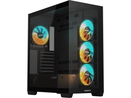 GIGABYTE case GB-C500P ST, Mid tower, 1xUSB-C 3.2, 2xUSB 3.0, 4x 120mm ARGB Fan, černá