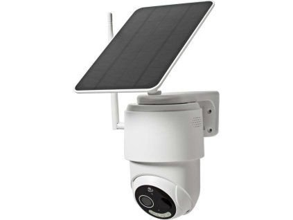 NEDIS IP kamera solární/ venkovní/ IP65/ Wi-Fi/ 1080p/ PIR senzor/ USB-C/ microSD/Android/ iOS/ bílá + solární panel