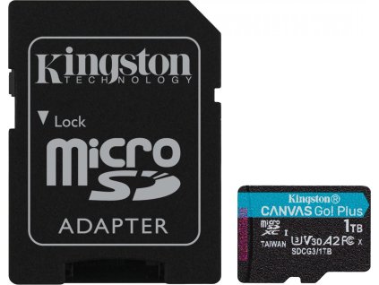 Kingston MicroSDXC karta 1TB Canvas Go! Plus, R:170/W:90MB/s, Class 10, UHS-I, U3, V30, A2 + Adaptér