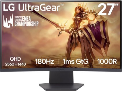 LG MT VA LCD LED 27" 27GS60QC - VA panel, 1ms, 180Hz, 2560x1440, 2xHDMI, DP, zakriven, AMD freesync, HDR10, sRGB 99%
