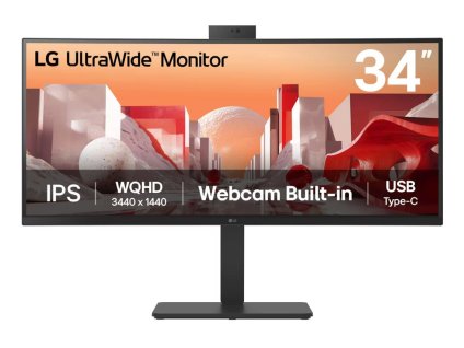LG MT IPS LCD LED 34" 34BA85QE - IPS, 3440x1440, 2xHDMI, DP, USB 3.2, USB-C, RJ45, nast vyska, repro, zakriven, webcam