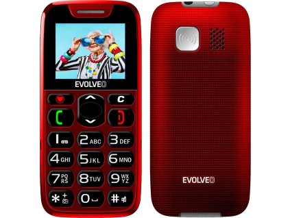 EVOLVEO EasyPhone, mobilní telefon pro seniory s nabíjecím stojánkem, červená