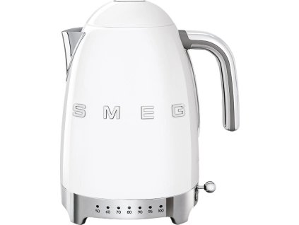 Smeg KLF04WHEU rychlovarná konvice, 1,7 l (7 šálků), 2400 W, styl 50. let, řízení teploty, 7 programů, bílá