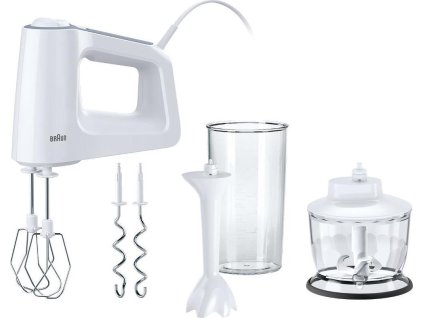 Braun MultiMix 3 HM3135 ruční šlehač, 500 W, 5 rychlostí, rozsáhlé příslušenství, bílý