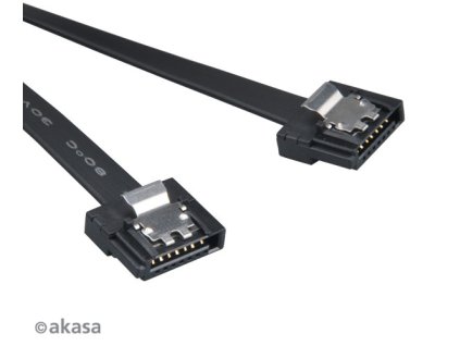 AKASA kabel  Super slim SATA3 datový kabel k HDD,SSD a optickým mechanikám, černý, 50cm, 2ks v balení
