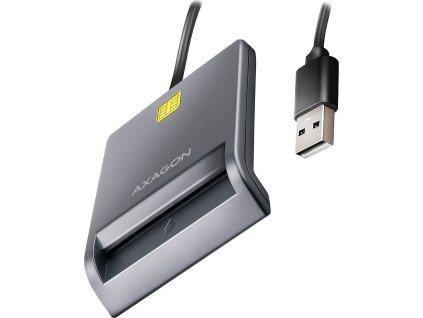 AXAGON CRE-SM3T, USB-A FlatReader čtečka kontaktních karet Smart card (eObčanka), kabel 1.3m