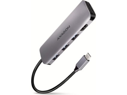 AXAGON HMC-HCR3A, USB 3.2 Gen 1 hub, porty 3x USB-A, HDMI 4k/30Hz, SD/microSD, kabel USB-C 20cm