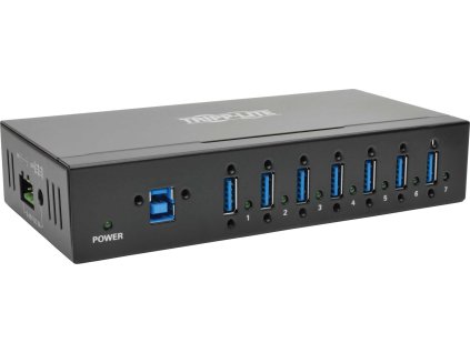 Rozbočovač 7x USB 3, průmyslový, odolnost ESD 20kV, kovové pouzdro, možnost montáže