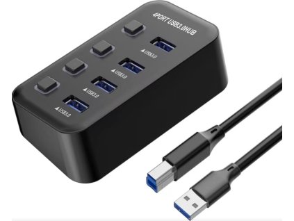 PremiumCord USB 3.2 Superspeed HUB 4-portový s vypínači portů