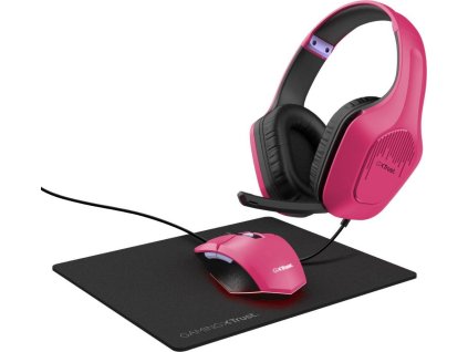 TRUST Sada sluchátka + myš + mousepad GXT 790 3v1 Gaming Bundle, růžová