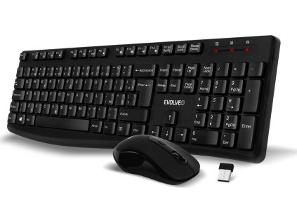 EVOLVEO Set klávesnice a myši K1050, Bezhrátové 2.4GHz, CZ+SK, černá