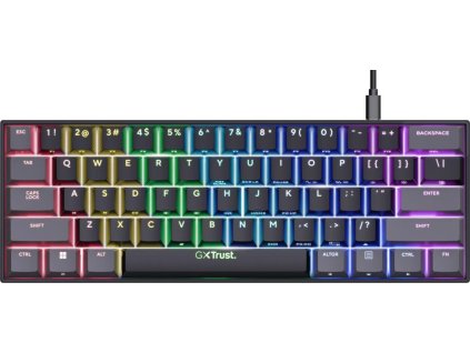 TRUST klávesnice GXT 867 ACIRA, 60%, Herní Klávesnice, USB, USB-C, US