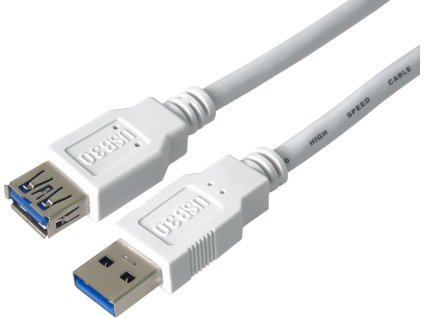 PremiumCord Prodlužovací kabel USB 3.0 Super-speed 5Gbps A-A, MF, 9pin, 3m, bílá