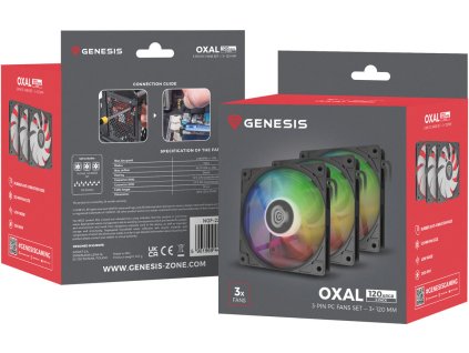 Ventiátor Genesis OXAL 120 ARGB, 3-Pack, černý