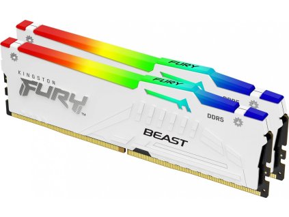 KINGSTON DIMM DDR5 32GB (Kit of 2) 6000MT/s CL30 Non-ECC FURY Beast RGB XMP, Bílá