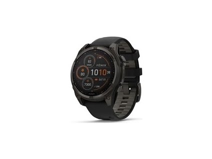 Garmin - fenix 8 Solar Sapphire - 47 mm - Carbon Gray DLC Titanium with Black | Pebble Gray Silicone Band, EU