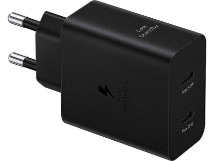 Samsung Dual USB-C 50W Cestovní nabíječka + USB-C Datový Kabel Black