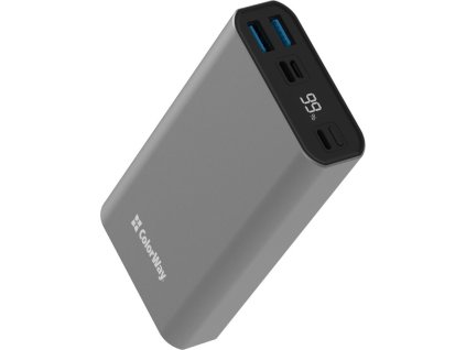 COLORWAY powerbanka/ 20 000mAh/ 2x USB QC3.0/ USB-C Power Delivery 20W/ Lighting/ LED/ Micro-USB/ Šedivá