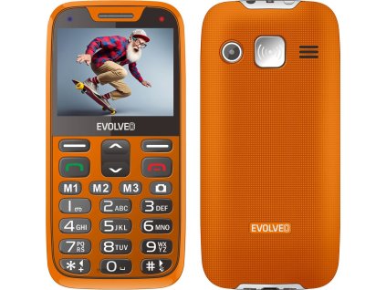 EVOLVEO EasyPhone XR, mobilní telefon pro seniory s nabíjecím stojánkem, oranžová