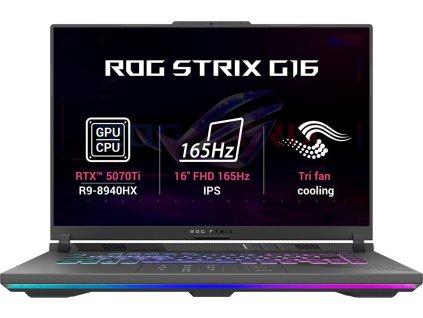 ASUS ROG Strix G16/G614PR-RV034/R9-8940HX/16"/WUXGA/16GB/1TB/RTX 5070Ti/bez OS/Gray/2R