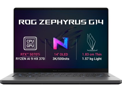 ASUS ROG Zephyrus G14/GA403WR-NEBULA109X/AI9-HX370/14"/2880x1800/32GB/1TB/RTX 5070Ti/W11P/Gray/2R