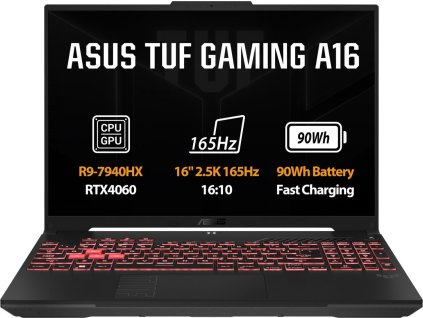 ASUS TUF Gaming F16/FA607PV-RL120/R9-7940HX/16"/WUXGA/32GB/1TB SSD/RTX 4060/bez OS/Gray/2R