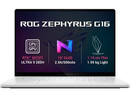 ASUS ROG Zephyrus G16 (GU605CR-NEBULA169X), Ultra 9 285H, 16" 2.5K, 32GB, 2TB SSD, Intel Arc+RTX 5070, W11P, White