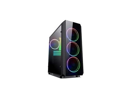 VeinX Mars MAR01A Mid Tower, bez zdroje, 3xUSB, průhledná bočnice, 4xARGB Fan 120mm, černá