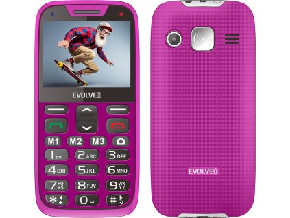 EVOLVEO EasyPhone XR, mobilní telefon pro seniory s nabíjecím stojánkem, růžová