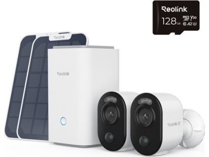 REOLINK Home Hub, 2x Argus Series B350 + 2x Solar Panel + 128GB microSD karta