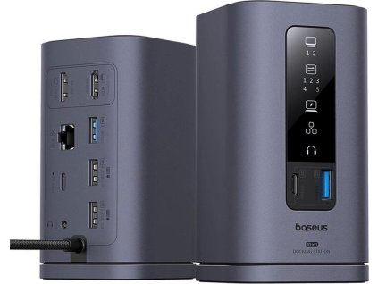Baseus Dokovací stanice Spacemate 10v1 (USB-C PD 100W, USB-C, 2x USB-A, 2x HDMI) šedá
