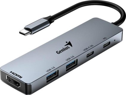 GENIUS hub UH-500/ USB-C na HDMI/ 2x USB3.0/ USB-C/ 100W PD/ šedý