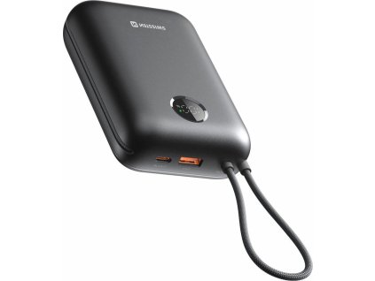 Swissten Power bank VOLTBOX 35W 30000 mAh s integrovanými kabely - USB-C, A, Lightning / černá