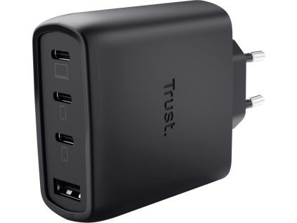 TRUST GaN Nabíječka MAXO 65W, 3xUSB-C,1xUSB-A, černá