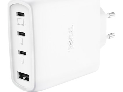 TRUST GaN Nabíječka MAXO 65W, 3xUSB-C,1xUSB-A, bílá