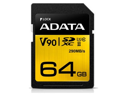 ADATA ASDX64GUII3CL10-C 64GB Premier ONE SDXC UHS-II U3 Class 10 R/W up to 290/260 MB/s