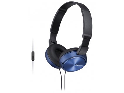 SONY headset náhlavní MDRZX310APL/ sluchátka drátová + mikrofon/ 3,5mm jack/ citlivost 98 dB/mW/ modrá